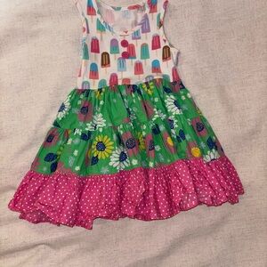 Eleanor Rose Green and Pink Ice Cream Floral Dress